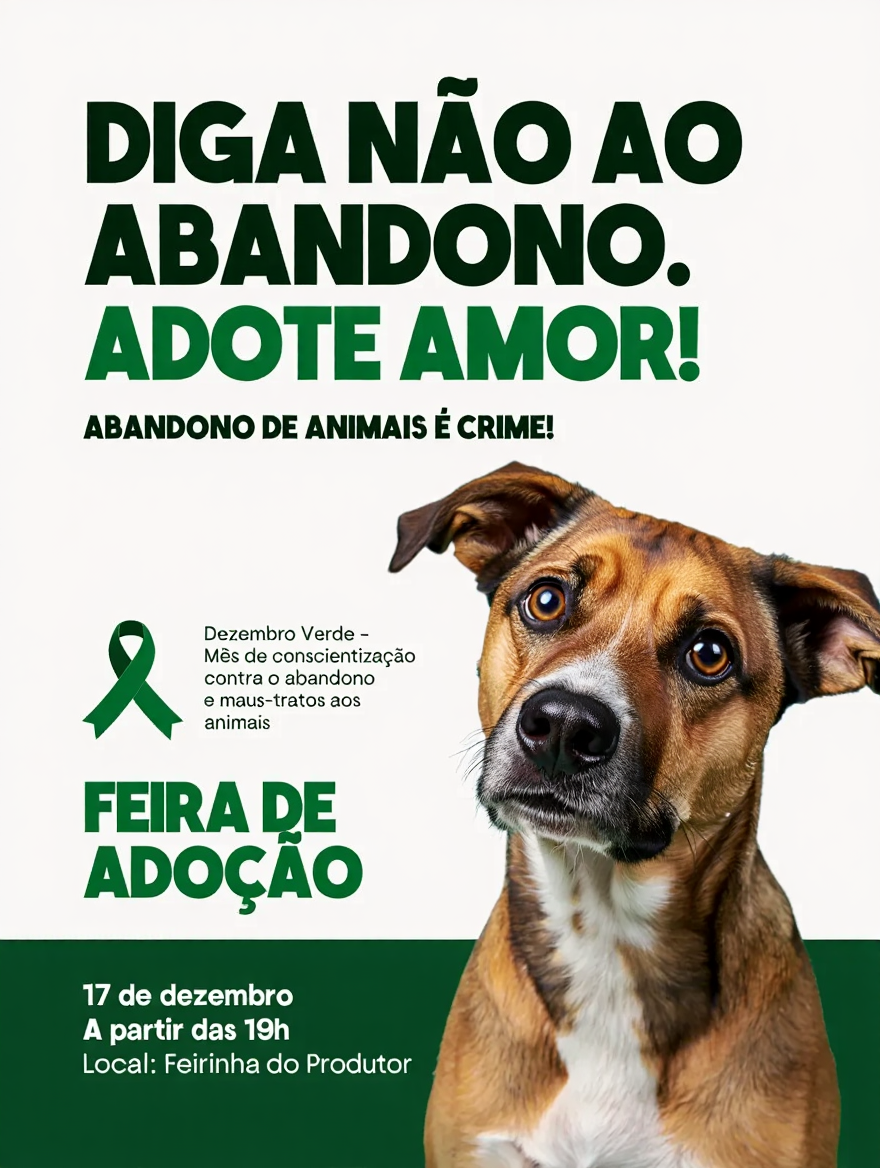 Adoção de animais em Castilho: 10 cães vacinados, vermifugados e castrados esperam por lares amorosos na campanha Dezembro Verde, dia 17 de dezembro na Feirinha do Produtor.