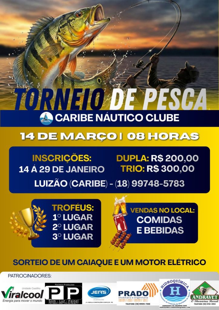 PESCA ESPORTIVA: CARIBE ANUNCIA 1º TORNEIO REGIONAL