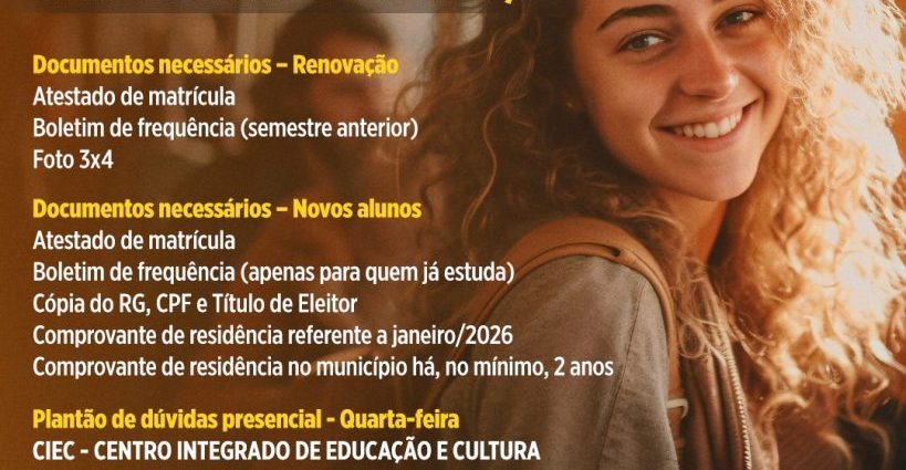 TRANSPORTE ESCOLAR: Inscrições Abertas em Castilho