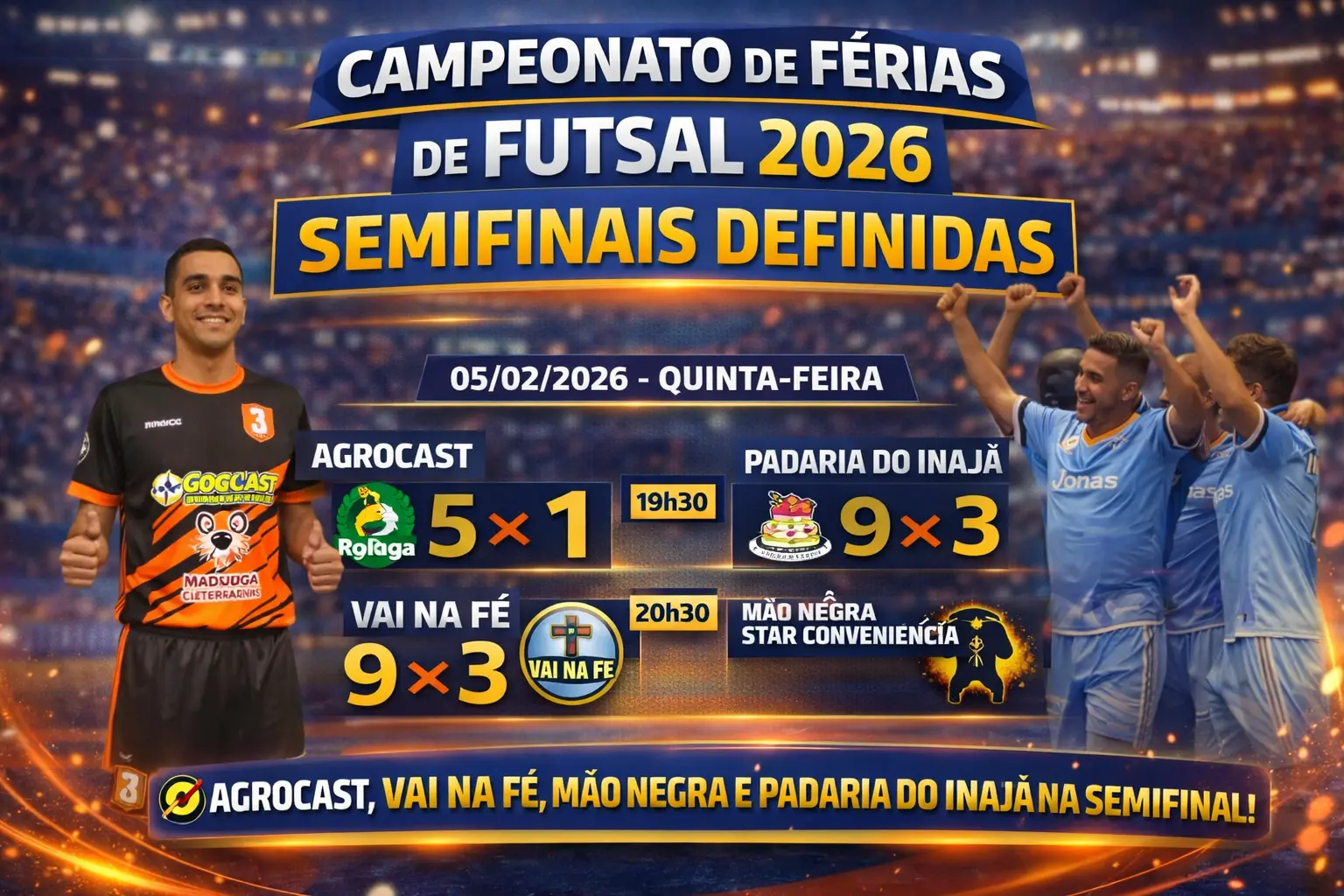 Campeonato de Férias de Futsal 2026 define semifinalistas e já tem datas dos próximos confrontos