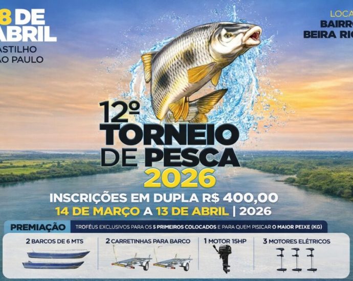 TORNEIO DE PESCA EM CASTILHO TEM INSCRIÇÕES ABERTAS