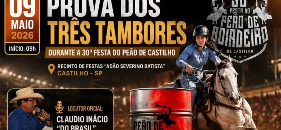 Faltam 8 dias para a Festa do Peão em Castilho 2026 e novas atrações reforçam programação