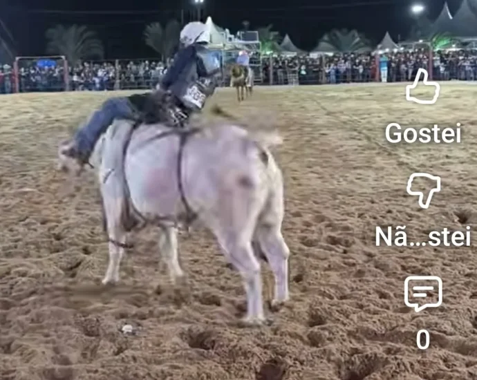 VÍDEO: Montarias começam com touro bravo e queda de peão em Castilho