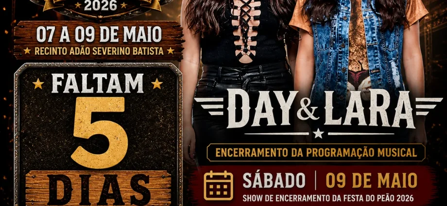 Faltam 5 dias para a Festa do Peão em Castilho 2026 e Day & Lara encerram programação musical