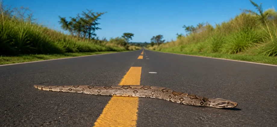 JIBOIA ATRAVESSA ESTRADA DA PRIMAVERA E CHAMA ATENÇÃO EM CASTILHO
