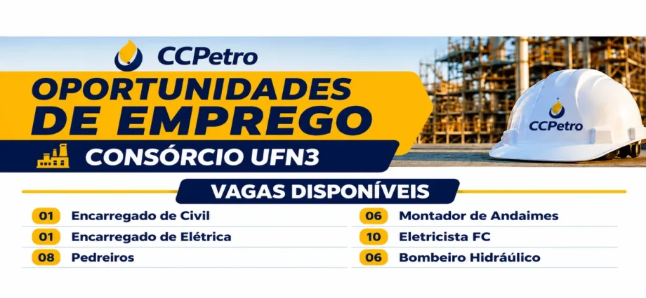 Vagas de emprego disponíveis em Três Lagoas para a UFN-3