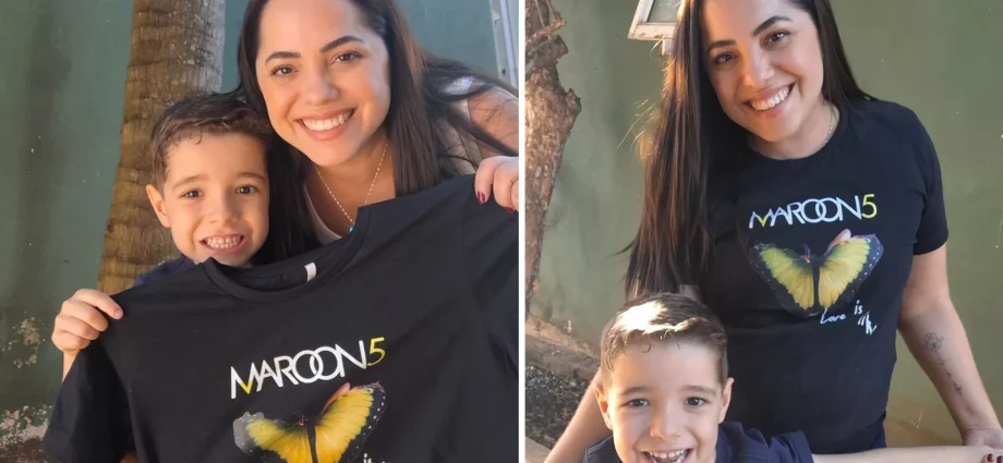 Mãe homenageia Adam Levine e leva filho a show do Maroon 5 em São José do Rio Preto