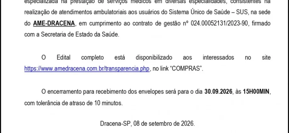 Edital de Pesquisa de Preços Nº 0338/2026 Publicado em Andradina